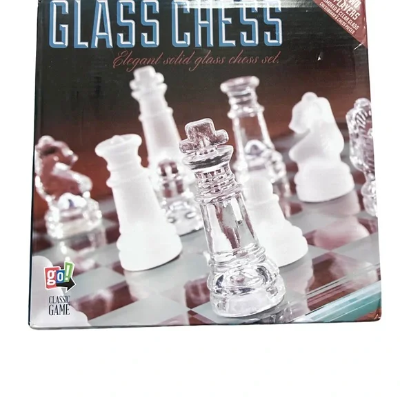 go! | Classic Game Glass Chess Set - Clear and Frosted - Picture 2 of 2